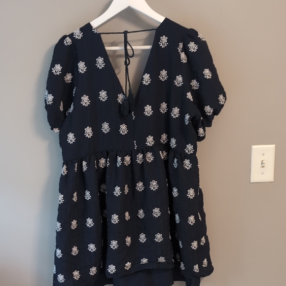 Pink Lily Dark Blue Floral Tunic Or Mini Dress - Picture 4 of 4